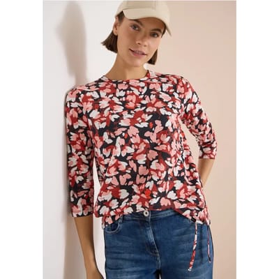 Shirt met 3/4-mouwen, ronde hals en print