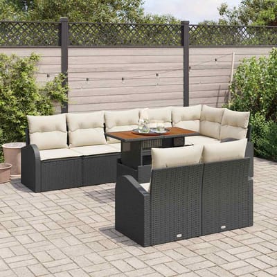 vidaXL - Tuinbank - Set - 9 - st - Zwart - en - crème
