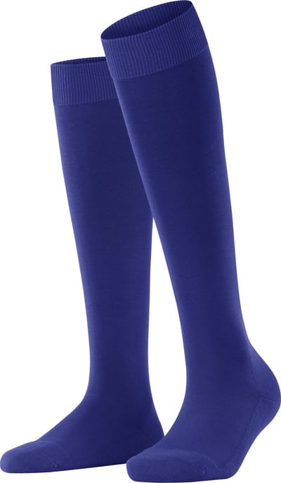 FALKE ClimaWool lang eenkleurig wol lyocell kniekousen dames blauw - maat 37-38
