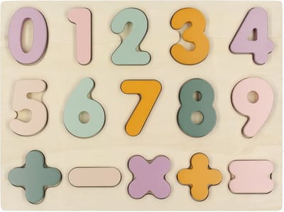 Houten Vormenpuzzel (Cijfers) - 30x22x2cm - Montessori Puzzel - Getallen - 2+ jaar - Baby - Peuter - Speelgoed - Inlegpuzzel