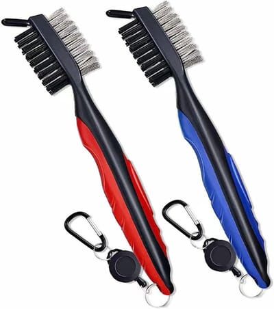 2 Stuks Golfclubborstel Set - Dubbelzijdige Reiniging & Intrekbare Groefreiniger - Ergonomisch & Lichtgewicht