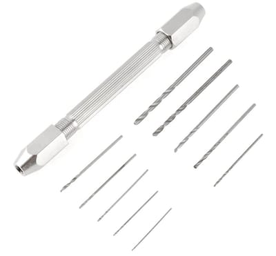 Dailygoods - Nauwkeurige Dubbelzijdige Bankschroef - Handboorset - Ergonomisch - Zilver - Micro-Spiraalboren - Geschikt voor PCB's en Ambachten