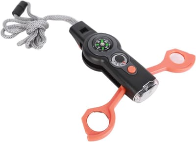 Ronte - Multifunctioneel Fluitje Voor Camping Avontuur Met Thermometer, Kompas, LED-verlichting En Bolle Spiegel