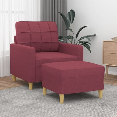 vidaXL - Fauteuil - met - voetenbank - 60 - cm - stof - wijnrood