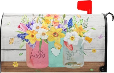 Kleurrijke Lente Brievenbushoezen voor Buiten - Decoratieve Magnetische Hoezen 61 x 55 cm