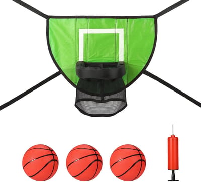 Basketbalringset voor trampoline, accessoires voor de basketbalring op de trampoline, waterdichte basketbalpaal, geschikt voor basketbalspelletjes op de trampoline, accessoires voor basketballiefhebbers van alle leeftijden - groen