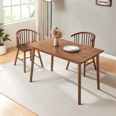 Eettafel Klijori 120x70x74 cm rubberhout walnootkleurig [en.casa]