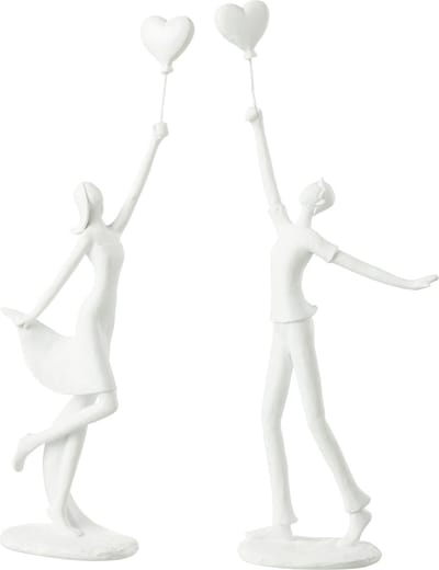 J-Line figuur Vrouw en Man Hart Ballon - polyresin - wit - 2 stuks