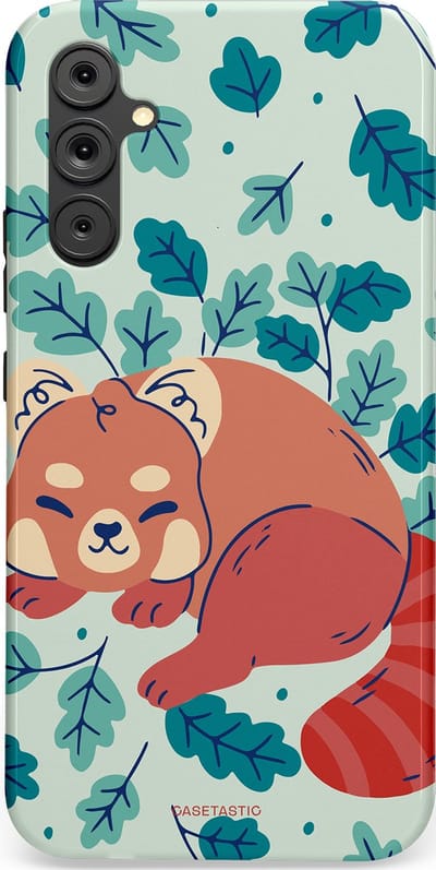 Casetastic Hoesje Geschikt voor Samsung A34 (5G) - Stijlvolle Beschermende Duo-layer Case - Rode panda avonturen