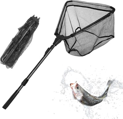 Telescopisch opvouwbaar schepnet voor vissen, ideaal voor karpers, zalm en meerval, eenvoudig te gebruiken en mee te nemen