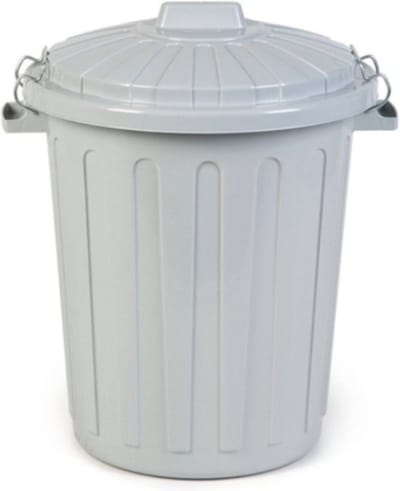 HL voederton 8 liter - voerton - grijs - kunststof - met deksel - Ø22.5x30 cm - rond