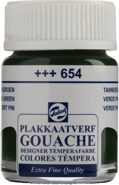 Talens Plakkaatverf Extra Fijn - 16 ml Flacon - Dennengroen 654 - Sterk gepigmenteerde matte lak