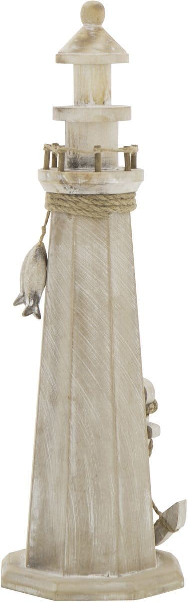 J-Line decoratie Vuurtoren - hout/touw naturel - large