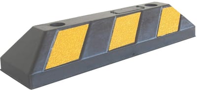 Rubberen Wielstop voor Garages en Parkeerplaatsen - 55x15x10 cm - Zwart Geel