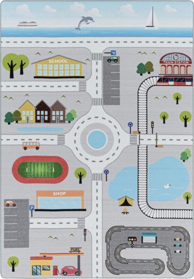 Vrolijk kinderkamer vloerkleed Play - Streets - grijs - 160x230 cm