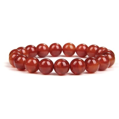 Bixorp Gems Rode Agaat Edelsteen Armband 10mm - Edelstenen Kralenarmband - Spiritueel Cadeau - 18cm