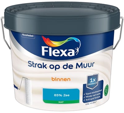 Flexa - Strak Op De Muur Binnen Mat - 85% Zee - Mengverf - 2,5 L