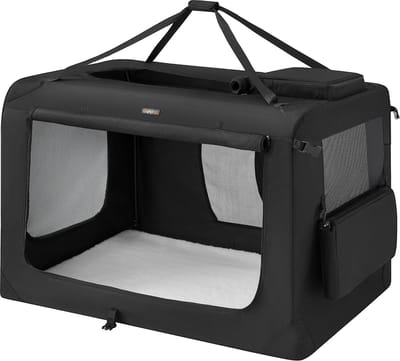 Honden Transportbox - Reismand - Veilig Vervoer - Opvouwbaar Metalen Frame - 122 x 79 x 79 cm - Zwart