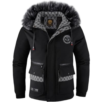 Nieuwe Winterstijl Heren Koreaanse Stijl Wolkraag Met Plus Fluweel Verdikt Katoenen Jas Katoenen Jas Casual en Modieus Jack 5XL zwart