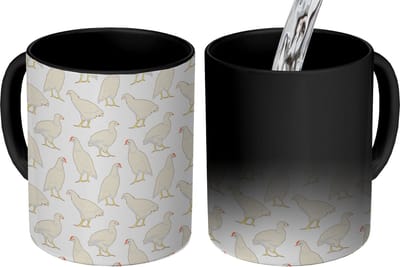 Magische Mok - Foto op Warmte Mokken - Koffiemok - Vogel - Kippen - Patronen - Magic Mok - Beker - 350 ML - Theemok