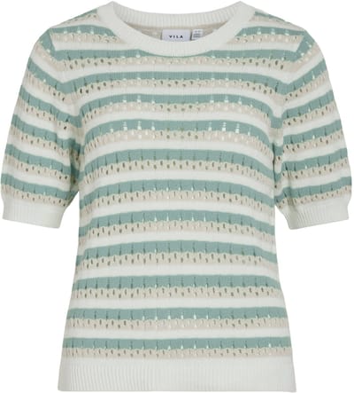 VILA - VIELINJA O-NECK 2/4 STRIPE KNIT TOP/R/1 - Dames - T-shirts