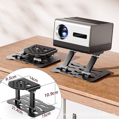 3-in-1 vouwbare projector steunhouder met dubbele scharnierarmen, maximaal draagvermogen 10 kg, bruikbaar op tafel, wand en plafond, dubbele as 180° verstelbaar voor alle standaard projectoren thuisbioscoop