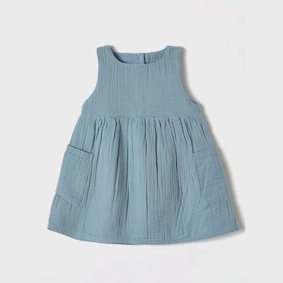 Kinderjurk OrganicEra Organische mousseline mouwloze kinderjurk met zak