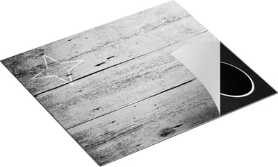 Chefcare Inductie Beschermer Aruba Vlag op Hout - Zwart Wit - 60x50 cm - Afdekplaat Inductie - Kookplaat Beschermer - Inductie Mat
