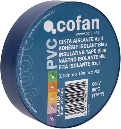 Cofan Insulation tape, 180 micron, blue, tension, heat and various acids and alkali resistant