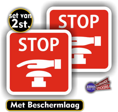 Jerma - Noodstop sticker - set 2 st - 15 x 15 cm - Weerbestendig - Zelfklevend - Vinyl