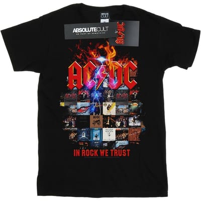 AC/DC Heren In Rock We Trust Album Cover T-Shirt (Zwart)