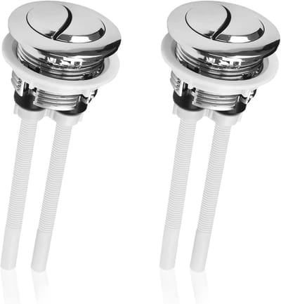 QTTVBTNA – 2 Stuks WC Drukknop – WC Spoelknop Dual Flush 38mm – Universele Toilet Drukknop – Waterbesparende Spoelknop voor Spoelreservoir – Vervangingsonderdeel voor Toilet, Badkamer en Sanitair – Zilver
