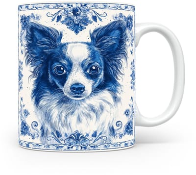 Mok Papillon Beker voor koffie of tas voor thee, cadeau voor dierenliefhebbers, moeder, vader, collega, vriend, vriendin, kantoor, opa, oma, hond, kerst, sinterklaas, verjaardag