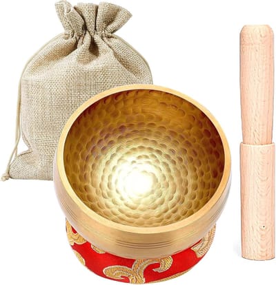 Meditatiekruik met houten stok, kussen en stoffen opbergzak voor yoga en chakra-balans