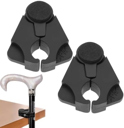 2 stuks krukhouders zwart - wandelstokhouders voor bevestiging aan tafels en toonbanken