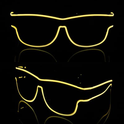LED-Bril, Oplichtbril, Draadloze Neon Rave-Bril, Knipperende LED-Zonnebrilkostuums, Knipperende LED-Bril, LED-Bril, Feestbril, Feest-LED-Bril Voor Feest, Edm, Halloween,Kerstmis (Geel)