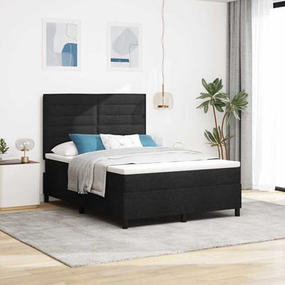 vidaXL - Boxspring - bed - met - matras - met - LED - Zwart - 160 - x - 200 - cm - Stof