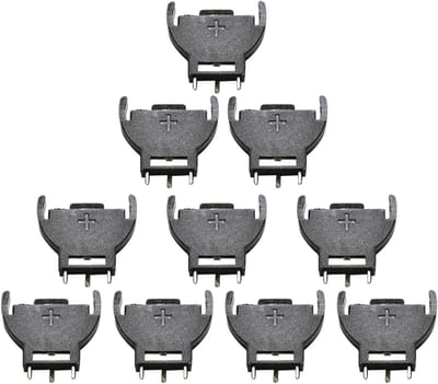 Batterijhouder Knoopcel - Houder Koffer - Solderen Verbinden - Klein Formaat - 10 Stuks - Zwart