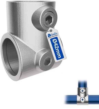 GeZu Impex Korte T-Stuk Buisklem Ø42mm Verzonken Zilver