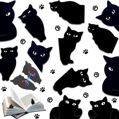 Allecta - Magnetische Bladwijzers Set voor Kattenliefhebbers - 12 stuks, Schattige Kat Clip Boekmarkers, Kawaii Magneet Paginamarkeringen.