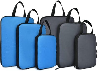 Reis Koffer organizers - Opbergzakken Set - Kleding Sorteren - Compressie functie - 6 Stuks - Blauw