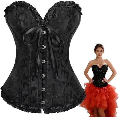Vintage Corset Top voor Dames S-XL, Gothische Bustier met Laces, Slankmakende Overbust Lingerie voor Feestjes en Thema Evenementen