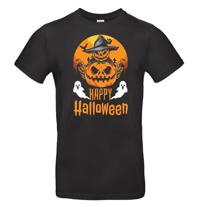 Zwart Halloween T-shirt met opdruk Happy Halloween 140