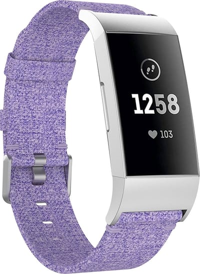 By Qubix - Compatible Fitbit bandje - geschikt voor Fitbit Charge 3 - Fitbit Charge 4 nylon bandje - Licht paars - Horlogeband - smartwatchbandje