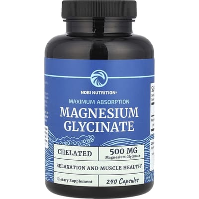 Nobi Nutrition, Magnesiumglycinaat, 240 capsules (250 mg per capsule)