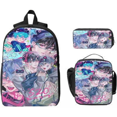 3 Stuks Ivan Alien Podium Anime Schooltassen Set voor Jongen Meisje Etui Rugzak Sets met Lunchbox Voor School Studenten Dagrugzak gray