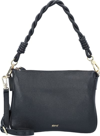 abro Leren Schoudertas Leather Kavir Shoulder Bag Twofold Black / Gold Zwart
