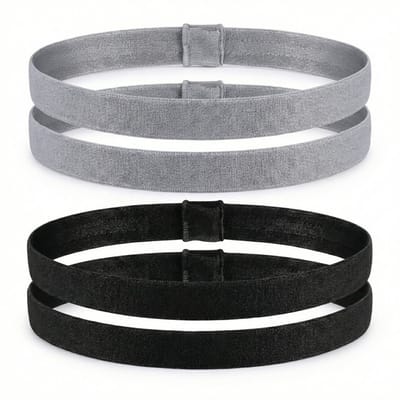 Zwarte en grijze elastische sport haarbanden – set van 4 stuks – unisex antislip haaraccessoires voor sport en dagelijks gebruik