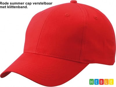*** Baseball cap - 6 panelen Rood - Pet - Katoen - Baseballcap - Verstelbaar - Unisex - Petten Party - Cap - van Heble® ***