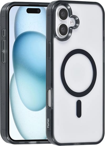 TUNIQ telefoonhoesje voor Apple iPhone 16 - MagSafe siliconen backcover - Transparant zwart